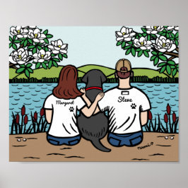Gepersonaliseerde zwarte labrador Family Brown L Poster