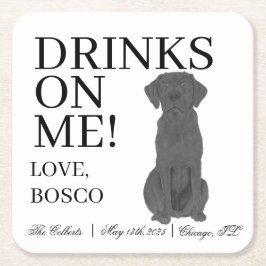 Gepersonaliseerde Zwarte Labrador Hond Huwelijk Kartonnen Onderzetters