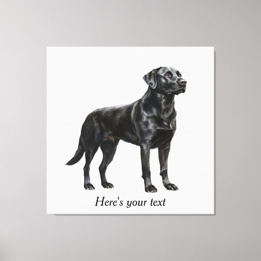Gepersonaliseerde zwarte Labrador Retriever Decor Canvas Afdruk (Voorkant)