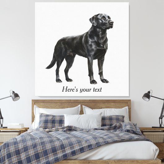 Gepersonaliseerde zwarte Labrador Retriever Decor Canvas Afdruk (Insitu (Slaapkamer))
