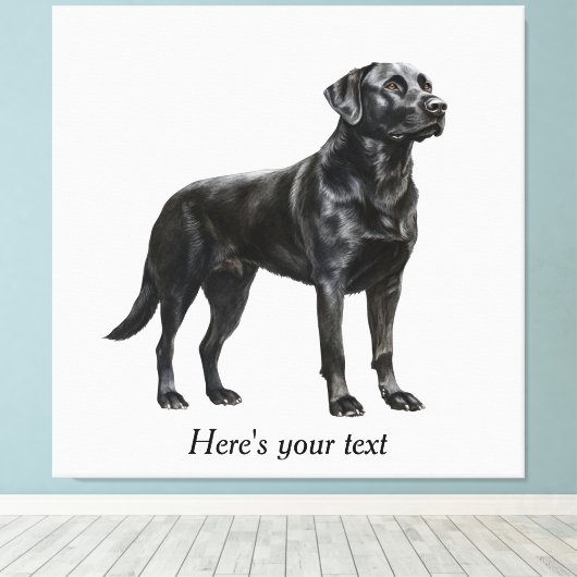 Gepersonaliseerde zwarte Labrador Retriever Decor Canvas Afdruk (Insitu (Houten vloer))