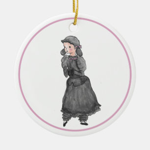 Gepersonaliseerde zwarte Lamb Nutkraker Ballet Orn Keramisch Ornament