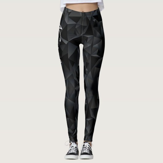 Gepersonaliseerde zwarte Leggings #L2105A (Voorkant)