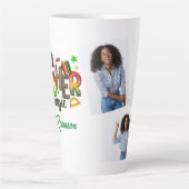 Gepersonaliseerde zwarte leraar magische fotocolla latte mok (Voorkant)