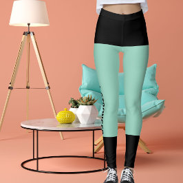 Gepersonaliseerde zwarte lichte Blauwgroen strepen Leggings