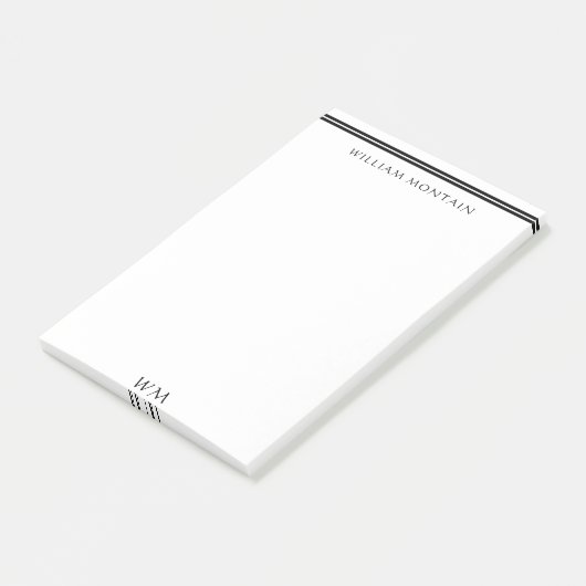 Gepersonaliseerde zwarte lijnen met naam post-it® notes (Schuin)