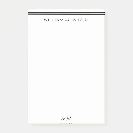 Gepersonaliseerde zwarte lijnen met naam post-it® notes (Voorkant)