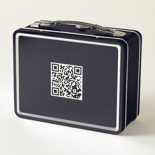 Gepersonaliseerde zwarte lunchbox met scanbare QR- (Achterkant)