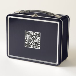 Gepersonaliseerde zwarte lunchbox met scanbare QR-