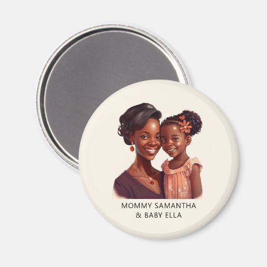 Gepersonaliseerde zwarte mam en dochter (10) magneet (Voorkant / Achterkant)