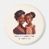 Gepersonaliseerde zwarte mam en dochter (10) magneet (Voorkant)