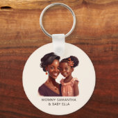 Gepersonaliseerde zwarte mam en dochter (10) sleutelhanger (Voorkant)