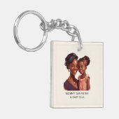 Gepersonaliseerde zwarte mam en dochter (10) sleutelhanger (Voorkant Links)