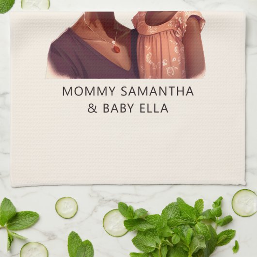 Gepersonaliseerde zwarte mam en dochter (10) theedoek (Gevouwen)