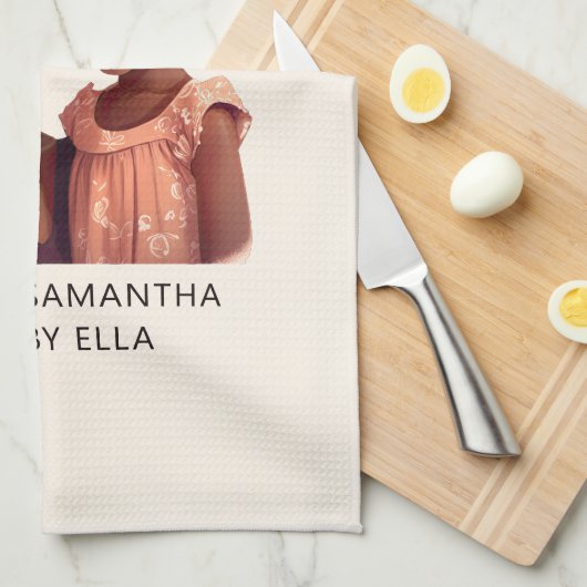 Gepersonaliseerde zwarte mam en dochter (10) theedoek (Quarter Fold)