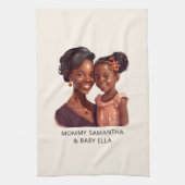 Gepersonaliseerde zwarte mam en dochter (10) theedoek (Verticaal)