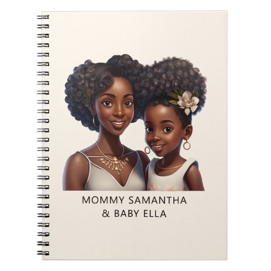 Gepersonaliseerde zwarte mam en dochter (11) notitieboek (Voorkant)