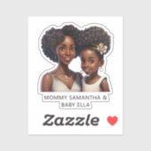 Gepersonaliseerde zwarte mam en dochter (11) sticker (Vel)
