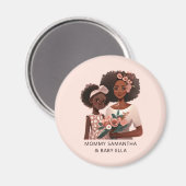 Gepersonaliseerde zwarte mam en dochter (12) magneet (Voorkant / Achterkant)