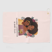 Gepersonaliseerde zwarte mam en dochter (14) golfhanddoek (Horizontaal)