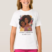 Gepersonaliseerde zwarte mam en dochter (14) t-shirt (Voorkant)