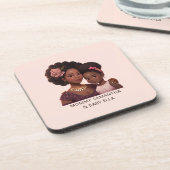 Gepersonaliseerde zwarte mam en dochter (15) bier onderzetter (Linkerzijde)