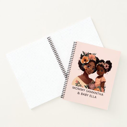Gepersonaliseerde zwarte mam en dochter (16) notitieboek (Binnen)