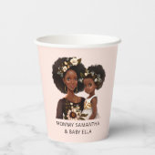 Gepersonaliseerde zwarte mam en dochter (18) papieren bekers (Achterkant)