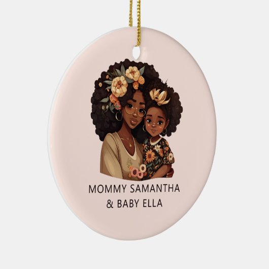 Gepersonaliseerde zwarte mam en dochter (19) keramisch ornament (Rechts)