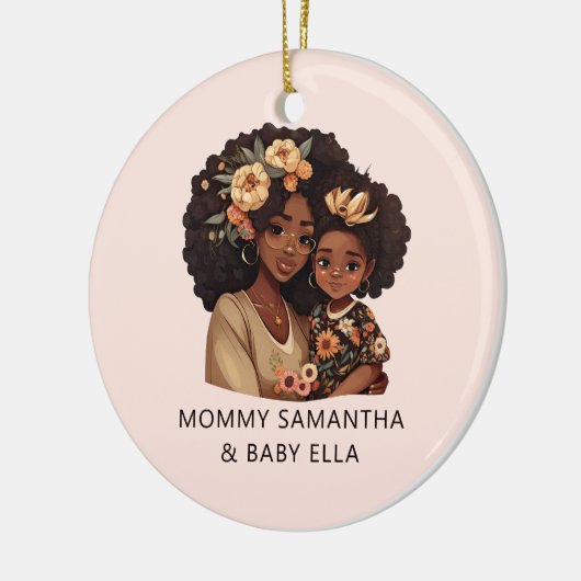 Gepersonaliseerde zwarte mam en dochter (19) keramisch ornament (Links)