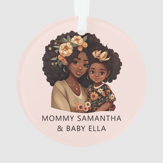 Gepersonaliseerde zwarte mam en dochter (19) ornament (achterkant)