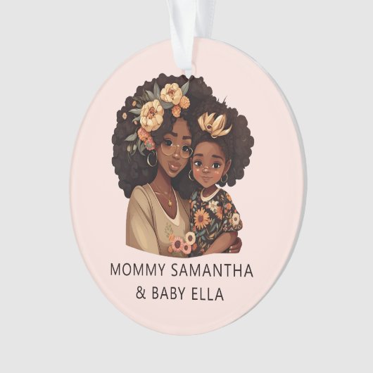 Gepersonaliseerde zwarte mam en dochter (19) ornament (voorkant)