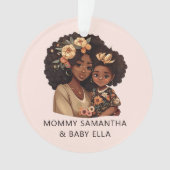 Gepersonaliseerde zwarte mam en dochter (19) ornament (voorkant)
