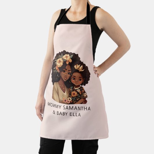 Gepersonaliseerde zwarte mam en dochter (19) schort (Insitu)