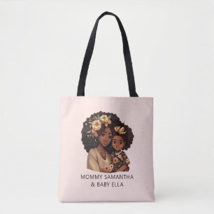 Gepersonaliseerde zwarte mam en dochter (19) tote bag