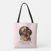 Gepersonaliseerde zwarte mam en dochter (19) tote bag (Achterkant)