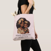 Gepersonaliseerde zwarte mam en dochter (19) tote bag (Dichtbij)