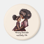 Gepersonaliseerde zwarte mam en dochter (1) magneet (Voorkant)