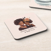 Gepersonaliseerde zwarte mam en dochter (20) bier onderzetter (Linkerzijde)