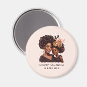 Gepersonaliseerde zwarte mam en dochter (20) magneet (Voorkant / Achterkant)