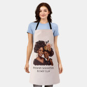 Gepersonaliseerde zwarte mam en dochter (20) schort (Gedragen)