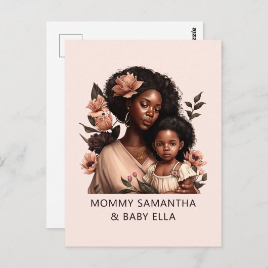 Gepersonaliseerde zwarte mam en dochter (21) briefkaart (Voorkant / Achterkant)