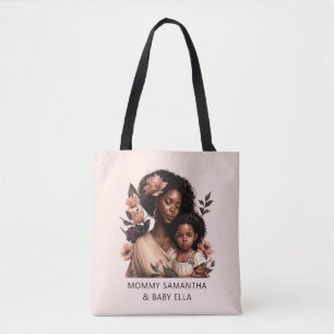 Gepersonaliseerde zwarte mam en dochter (21) tote bag