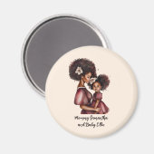 Gepersonaliseerde zwarte mam en dochter (2) magneet (Voorkant / Achterkant)