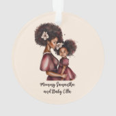Gepersonaliseerde zwarte mam en dochter (2) ornament (achterkant)