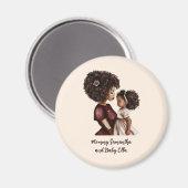 Gepersonaliseerde zwarte mam en dochter (3) magneet (Voorkant / Achterkant)