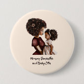 Gepersonaliseerde zwarte mam en dochter (3) ronde button 7,6 cm (Voorkant)