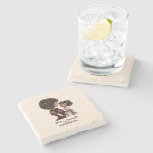 Gepersonaliseerde zwarte mam en dochter (3) stenen onderzetter (Zijkant)