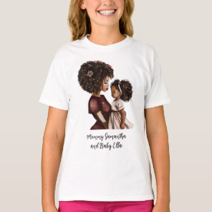 Gepersonaliseerde zwarte mam en dochter (3) t-shirt
