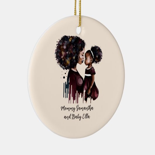 Gepersonaliseerde zwarte mam en dochter (4) keramisch ornament (Rechts)